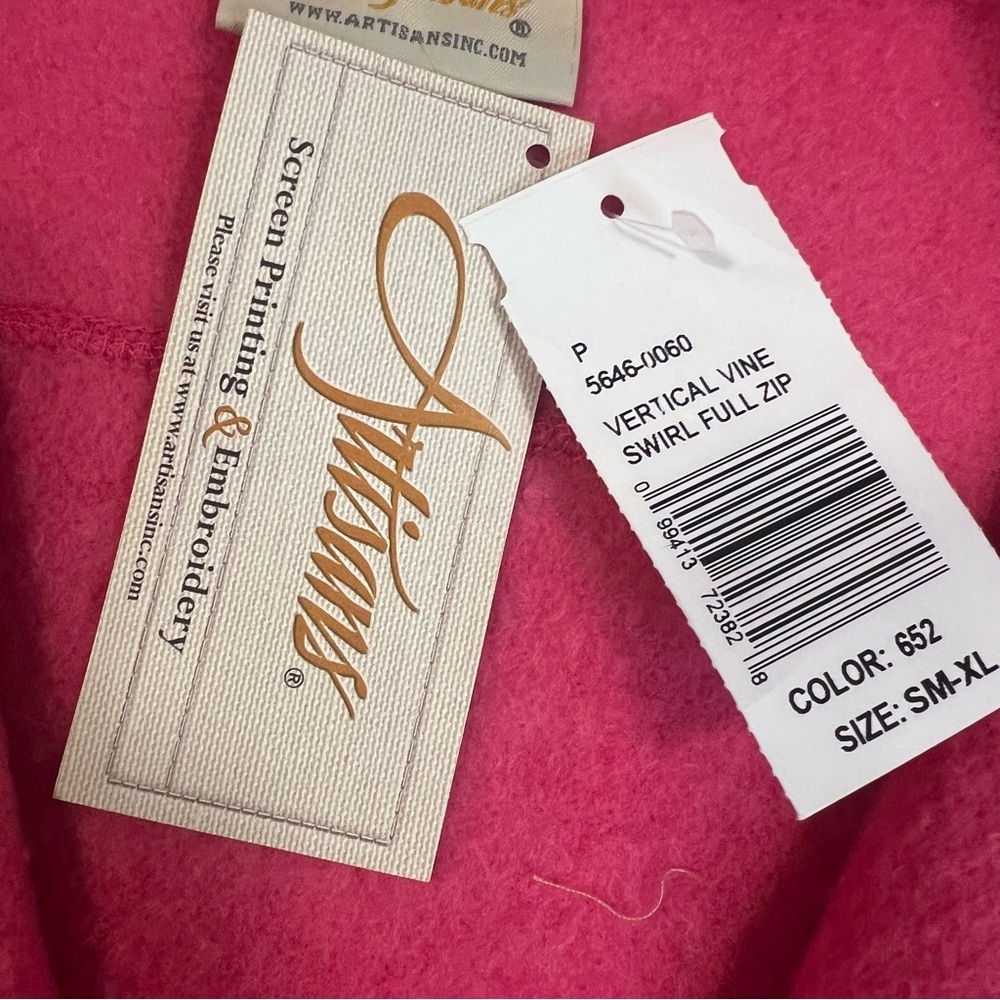 NWT Vintage ARTISANS Pink Full-Zip Jacket with Embroidered Floral Design | XL - Picture 8 of 15